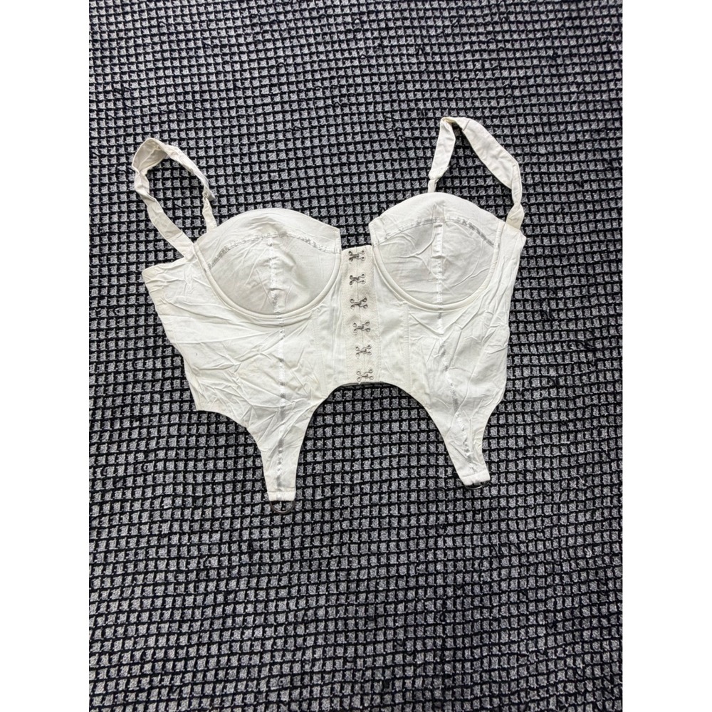Fashion Nova Corset Top Womens XL White Hook Eye Bustier Boning